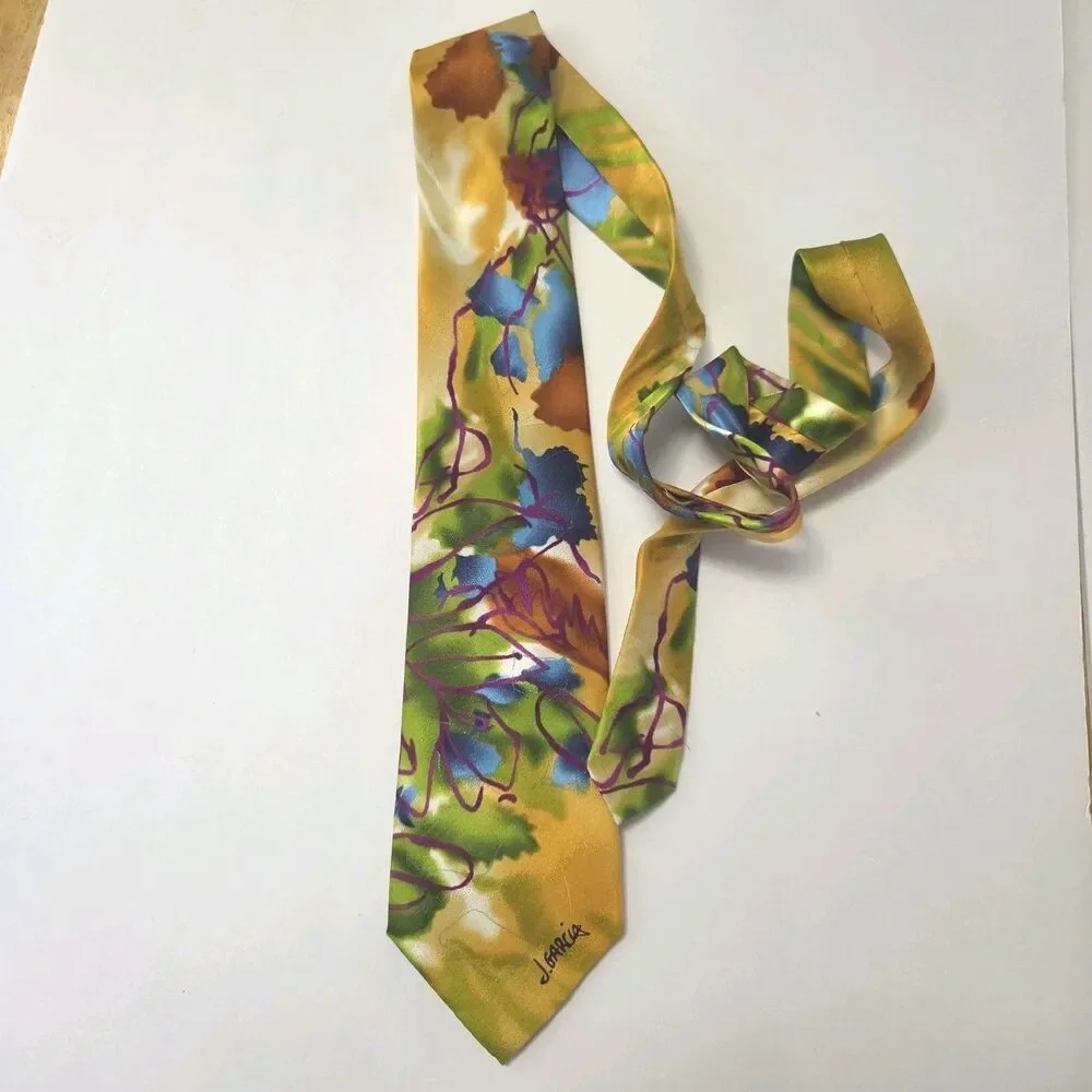 J. Garcia Banyan Tree II Watercolor Collection Artist Proof No. 6 100% Silk Tie